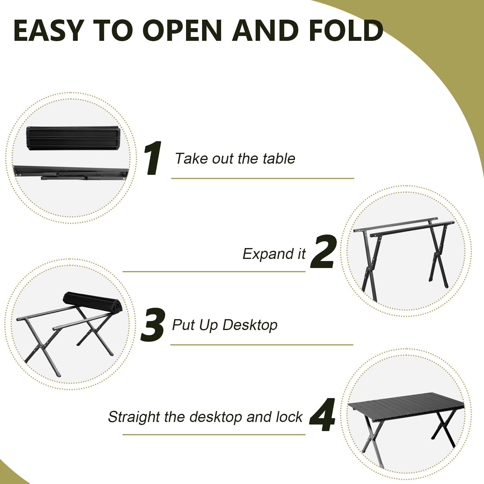 Rectangle Portable Carbon Steel Camping Table