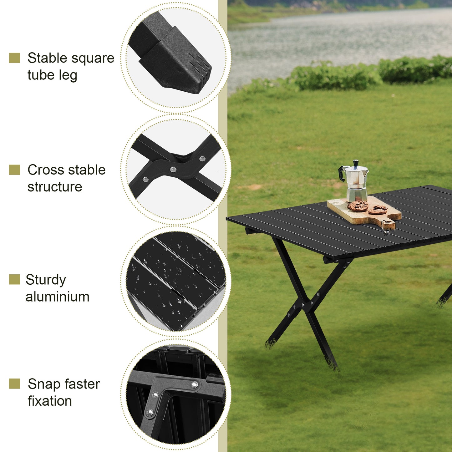 Rectangle Portable Carbon Steel Camping Table