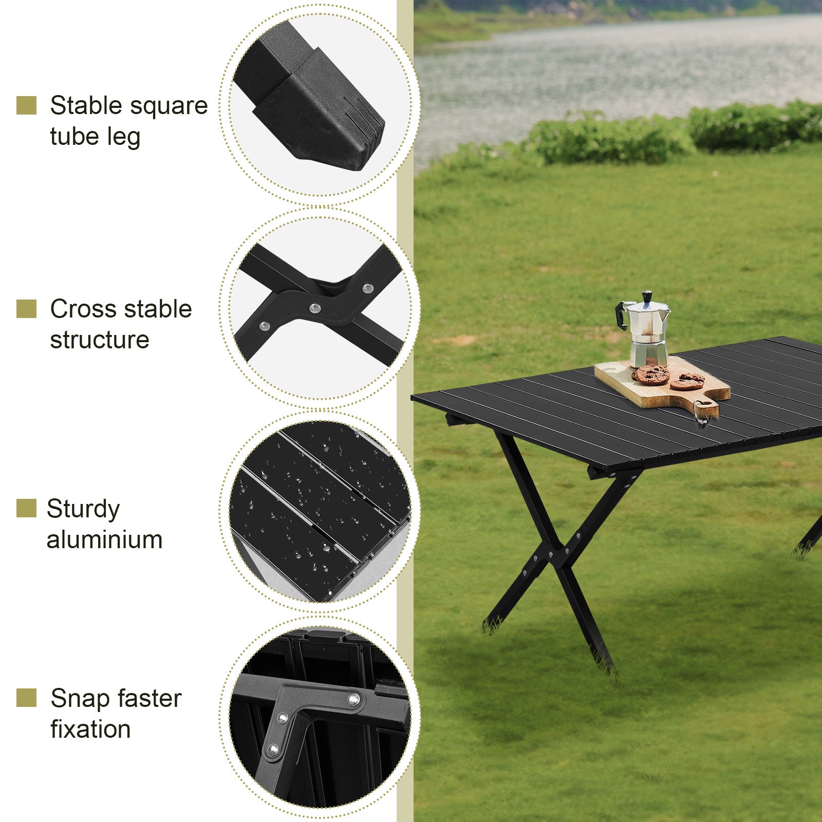 Rectangle Portable Carbon Steel Camping Table