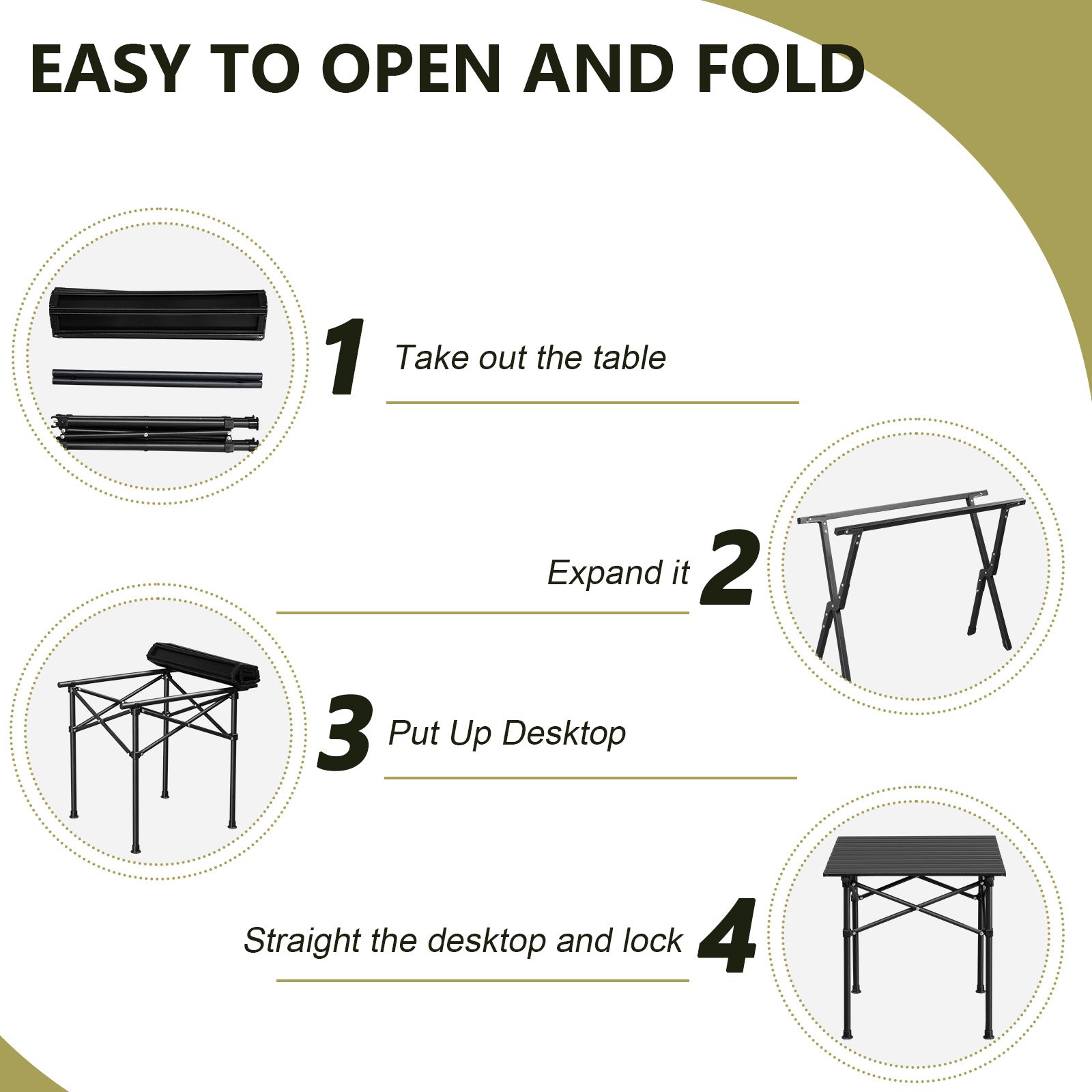 Square Portable Carbon Steel Camping Table