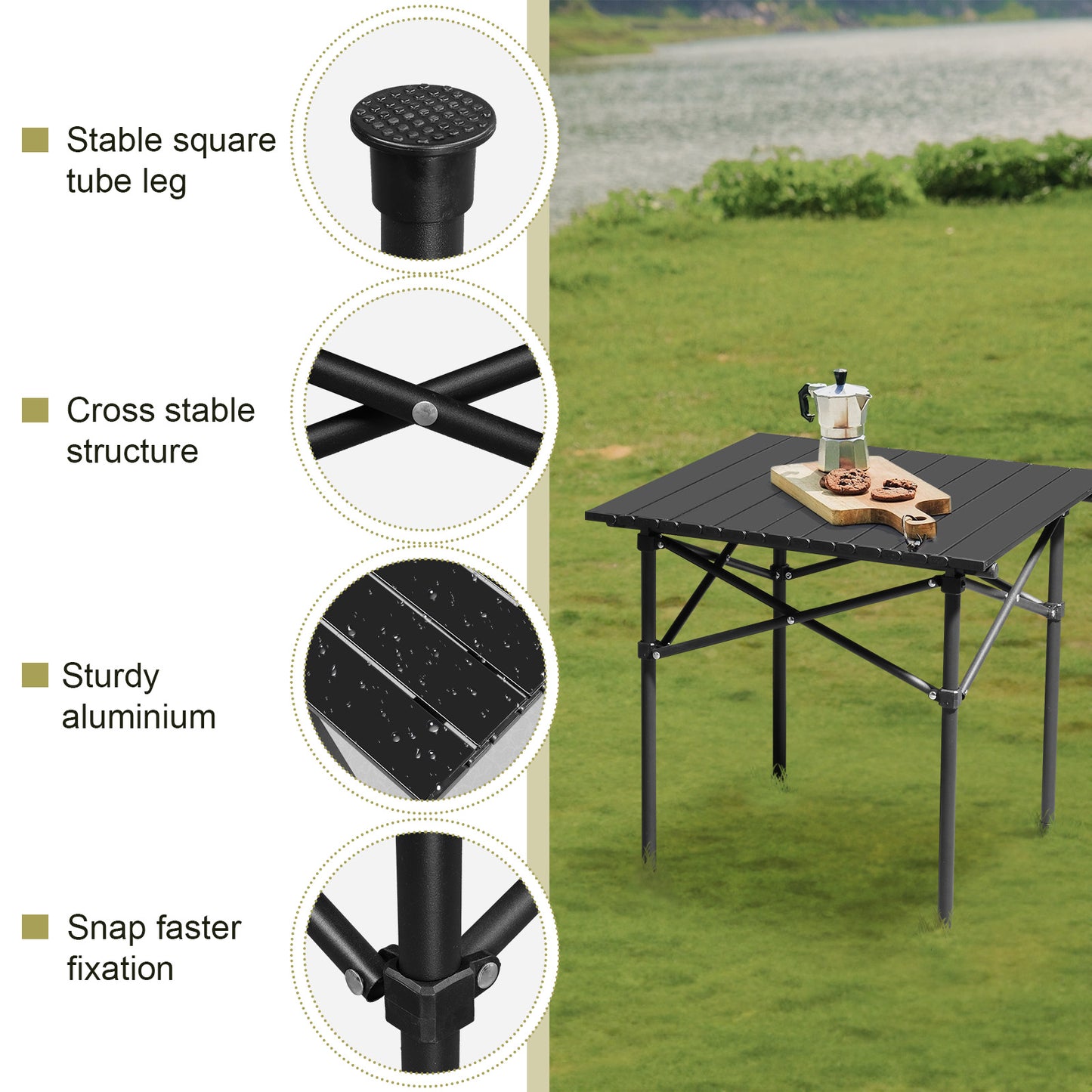 Square Portable Carbon Steel Camping Table
