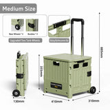 Multifunctional portable folding shopping cart/trolley for home use, street vending, camping, and storage.